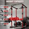RitFit Multi-Function Squat Rack Power Cage PPC-P3 with Cable Crossover System, 1200LBS Capacity Power Rack and Packages with Optional Weight Bench, Barbell Weight Set, for Garage Workout & Home Gym(Red)