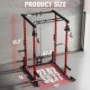 RitFit Multi-Function Squat Rack Power Cage PPC-P3 with Cable Crossover System, 1200LBS Capacity Power Rack and Packages with Optional Weight Bench, Barbell Weight Set, for Garage Workout & Home Gym(Red)