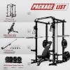 RitFit Multi-Function Squat Rack Power Cage PPC-P3 with Cable Crossover System, 1200LBS Capacity Power Rack and Packages with Optional Weight Bench, Barbell Weight Set, for Garage Workout & Home Gym(Black)