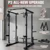 RitFit Multi-Function Squat Rack Power Cage PPC-P3 with Cable Crossover System, 1200LBS Capacity Power Rack and Packages with Optional Weight Bench, Barbell Weight Set, for Garage Workout & Home Gym(Black)