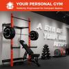 RitFit Multi-Functional Folding Squat Rack for Home Gym, 2.36” x 2.36” Wall Mounted Squat Rack with Attachments – Space Saving Squat Power Rack(Orange)