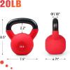 RitFit Neoprene Coated Solid Cast Iron Kettlebell 5 10 15 20 25 30 35 40 45 50 LB, Great for Full Body Workout, Cross-Training, Weight Loss & Strength Training(20LB(Red))