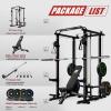RitFit PPC-P3 Power Cage with Optional LAT PullDown/Cable Crossover, 1200LB Squat Rack for Home & Garage Gym, with Weight Storage Rack and More Training Attachments, ASTM-Certified(Black)