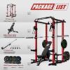 RitFit PPC-P3 Power Cage with Optional LAT PullDown/Cable Crossover, 1200LB Squat Rack for Home & Garage Gym, with Weight Storage Rack and More Training Attachments, ASTM-Certified(Red)