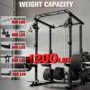 RitFit PPC-P3 Power Cage with Optional LAT PullDown/Cable Crossover, 1200LB Squat Rack for Home & Garage Gym, with Weight Storage Rack and More Training Attachments, ASTM-Certified(Black)