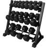 RITFIT 650/550/450/350/300/310/260/210/200/180/150/100 LB Rubber Hex Dumbbells Set with Optional Dumbbell Rack, Multi Weight Set to Choose, Ideal for Home Gym and Fitness(450 LBS Set with 3-Tier Rack)