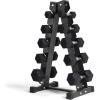 RITFIT 650/550/450/350/300/310/260/210/200/180/150/100 LB Rubber Hex Dumbbells Set with Optional Dumbbell Rack, Multi Weight Set to Choose, Ideal for Home Gym and Fitness(150LBS Set with 5 Tier Rack)