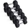 RITFIT 650/550/450/350/300/310/260/210/200/180/150/100 LB Rubber Hex Dumbbells Set with Optional Dumbbell Rack, Multi Weight Set to Choose, Ideal for Home Gym and Fitness(310 LB Set with 5-Tier Rack)
