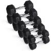 RITFIT 650/550/450/350/300/310/260/210/200/180/150/100 LB Rubber Hex Dumbbells Set with Optional Dumbbell Rack, Multi Weight Set to Choose, Ideal for Home Gym and Fitness(260 LB Set with 5-Tier Rack)
