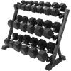 RITFIT 650/550/450/350/300/310/260/210/200/180/150/100 LB Rubber Hex Dumbbells Set with Optional Dumbbell Rack, Multi Weight Set to Choose, Ideal for Home Gym and Fitness(650 LBS Set with 3-Tier Rack)