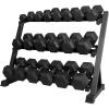RITFIT 650/550/450/350/300/310/260/210/200/180/150/100 LB Rubber Hex Dumbbells Set with Optional Dumbbell Rack, Multi Weight Set to Choose, Ideal for Home Gym and Fitness(550LBS Set with 3 Tier Rack)