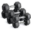 RITFIT 650/550/450/350/300/310/260/210/200/180/150/100 LB Rubber Hex Dumbbells Set with Optional Dumbbell Rack, Multi Weight Set to Choose, Ideal for Home Gym and Fitness(100 LB Set with 3-Tier Rack)
