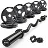 RitFit 2 Inch EZ Curl Bar with Weights, 350LBS Weight Capacity Olympic Curl Barbell for Bicep, Tricep and Weight Lifting Exercises(Black with 155LB Weights)