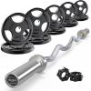 RitFit 2 Inch EZ Curl Bar with Weights, 350LBS Weight Capacity Olympic Curl Barbell for Bicep, Tricep and Weight Lifting Exercises(Silver with 155LB Weights)