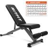 RitFit Adjustable/Foldable Utility Weight Bench with Multiple Back Positions for Home Gym, Decline Incline, and Flat Settings for Weightlifting and Strength Training(Sliver/Black)