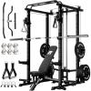 RitFit Multi-Function Squat Rack Power Cage PPC-P3 with Cable Crossover System, 1200LBS Capacity Power Rack and Packages with Optional Weight Bench, Barbell Weight Set, for Garage Workout & Home Gym(Black)