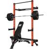 RitFit Multi-Functional Folding Squat Rack for Home Gym, 2.36” x 2.36” Wall Mounted Squat Rack with Attachments – Space Saving Squat Power Rack(Orange)