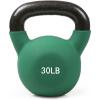 RitFit Neoprene Coated Solid Cast Iron Kettlebell 5 10 15 20 25 30 35 40 45 50 LB, Great for Full Body Workout, Cross-Training, Weight Loss & Strength Training(30LB(Green))