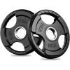 RitFit Olympic Rubber Grip Plates for Barbell, 2-Inch Weight Plates for Weightlifting and Strength Training in Home & Gym, Single, Pair and Sets(2.5/5/10/25/35/45 LB)(2X10LB)