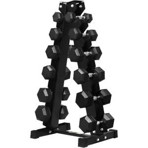 RITFIT 650/550/450/350/300/310/260/210/200/180/150/100 LB Rubber Hex Dumbbells Set with Optional Dumbbell Rack, Multi Weight Set to Choose, Ideal for Home Gym and Fitness(210 LBS Set with 6-Tier Rack)