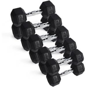 RITFIT 650/550/450/350/300/310/260/210/200/180/150/100 LB Rubber Hex Dumbbells Set with Optional Dumbbell Rack, Multi Weight Set to Choose, Ideal for Home Gym and Fitness(310 LB Set with 5-Tier Rack)
