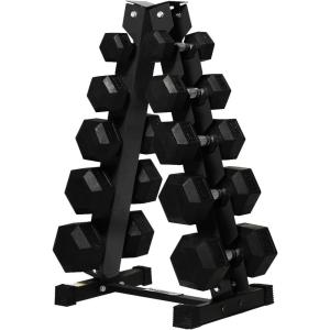 RITFIT 650/550/450/350/300/310/260/210/200/180/150/100 LB Rubber Hex Dumbbells Set with Optional Dumbbell Rack, Multi Weight Set to Choose, Ideal for Home Gym and Fitness(300 LBS Set with 5-Tier Rack)