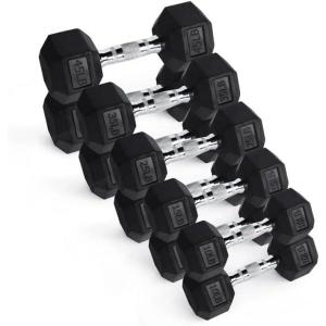 RITFIT 650/550/450/350/300/310/260/210/200/180/150/100 LB Rubber Hex Dumbbells Set with Optional Dumbbell Rack, Multi Weight Set to Choose, Ideal for Home Gym and Fitness(260 LB Set with 5-Tier Rack)