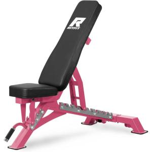 RITFIT Adjustable Weight Bench with Multiple Back Positions for Full Body Workouts, Incline, Decline, and Flat Settings for Home Gym Strength Training, 1300LB Capacity(Pink)
