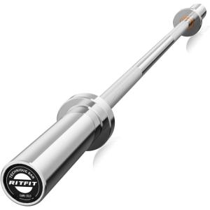 RITFIT Olympic Barbell 4ft/4.8ft/6ft – 2 Inch Weight Bar for Strength Training, Weightlifting, Squat, Deadlift, Bench Press, Curl, Overhead Press – 350lbs/500lbs Capacity(Silver)