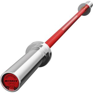 RITFIT Olympic Barbell 4ft/4.8ft/6ft – 2 Inch Weight Bar for Strength Training, Weightlifting, Squat, Deadlift, Bench Press, Curl, Overhead Press – 350lbs/500lbs Capacity(Silver/Red)