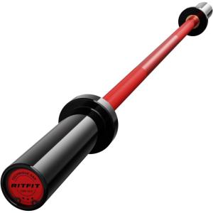 RITFIT Olympic Barbell 4ft/4.8ft/6ft – 2 Inch Weight Bar for Strength Training, Weightlifting, Squat, Deadlift, Bench Press, Curl, Overhead Press – 350lbs/500lbs Capacity(Black/Red)