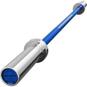 RITFIT Olympic Barbell 4ft/4.8ft/6ft – 2 Inch Weight Bar for Strength Training, Weightlifting, Squat, Deadlift, Bench Press, Curl, Overhead Press – 350lbs/500lbs Capacity(Silver/Blue)