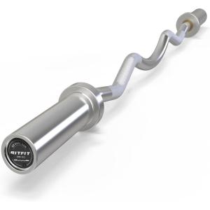 RitFit 2 Inch EZ Curl Bar with Weights, 350LBS Weight Capacity Olympic Curl Barbell for Bicep, Tricep and Weight Lifting Exercises(Silver with Collar)