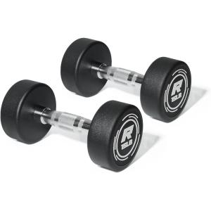 RitFit 5-250 LBS PVC Encased Round Dumbbell sets with Knurled Handle and Optional Rack, Strength Training Equipment for Home Gym(2X15LBS)