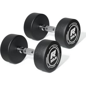 RitFit 5-250 LBS PVC Encased Round Dumbbell sets with Knurled Handle and Optional Rack, Strength Training Equipment for Home Gym(2X30LBS)