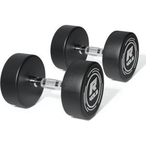 RitFit 5-250 LBS PVC Encased Round Dumbbell sets with Knurled Handle and Optional Rack, Strength Training Equipment for Home Gym(2X40LBS)