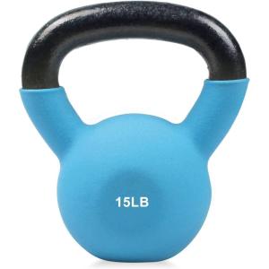 RitFit Neoprene Coated Solid Cast Iron Kettlebell 5 10 15 20 25 30 35 40 45 50 LB, Great for Full Body Workout, Cross-Training, Weight Loss & Strength Training(15LB(Sky Blue))