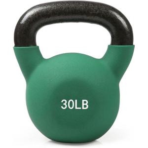 RitFit Neoprene Coated Solid Cast Iron Kettlebell 5 10 15 20 25 30 35 40 45 50 LB, Great for Full Body Workout, Cross-Training, Weight Loss & Strength Training(30LB(Green))