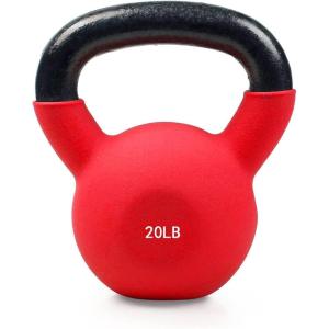 RitFit Neoprene Coated Solid Cast Iron Kettlebell 5 10 15 20 25 30 35 40 45 50 LB, Great for Full Body Workout, Cross-Training, Weight Loss & Strength Training(20LB(Red))