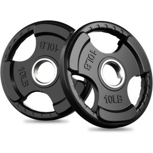 RitFit Olympic Rubber Grip Plates for Barbell, 2-Inch Weight Plates for Weightlifting and Strength Training in Home & Gym, Single, Pair and Sets(2.5/5/10/25/35/45 LB)(2X10LB)