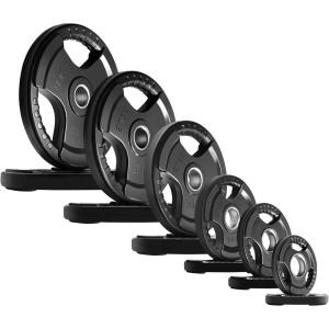 RitFit Olympic Rubber Grip Plates for Barbell, 2-Inch Weight Plates for Weightlifting and Strength Training in Home & Gym, Single, Pair and Sets(2.5/5/10/25/35/45 LB)(245 Set)