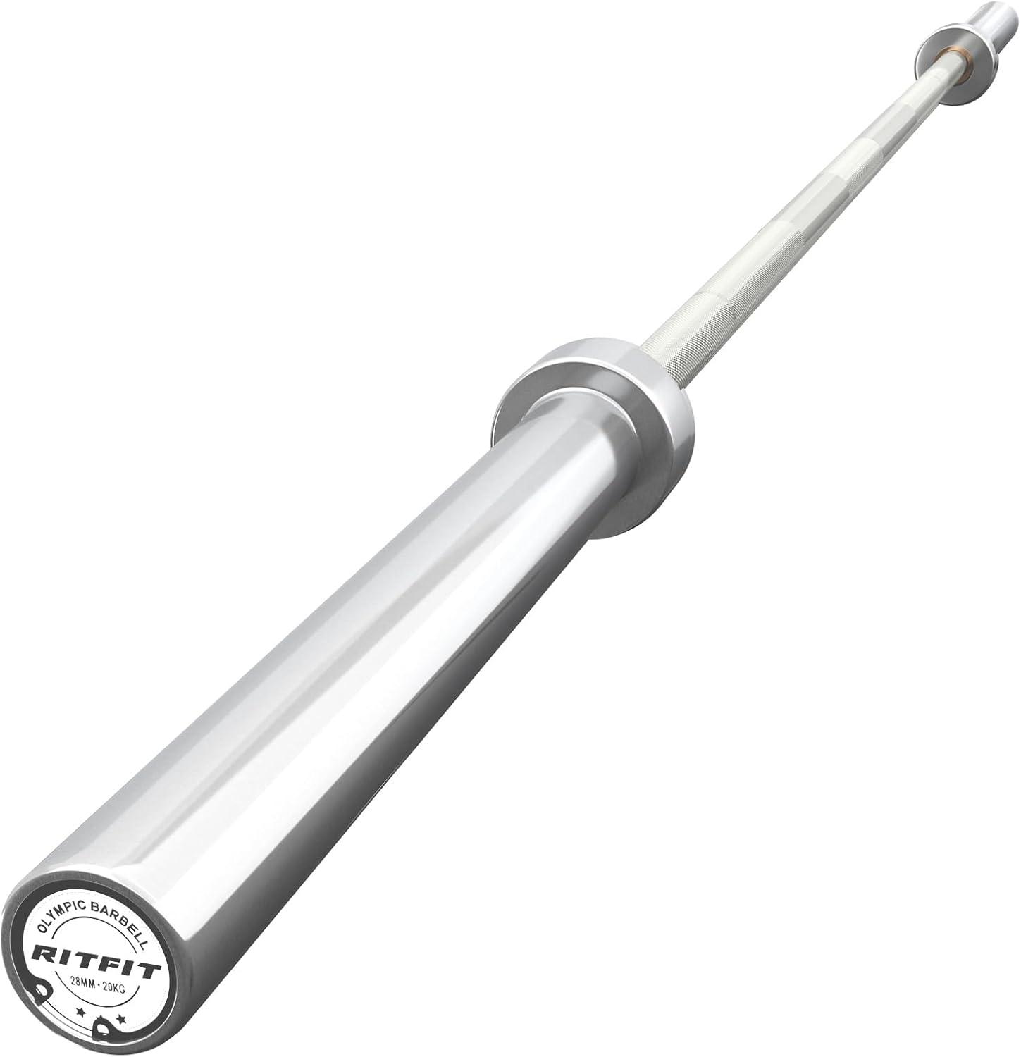 imageRITFIT 7FT Olympic Barbell for Strength and Weightlifting Training 2 Inch Olympic Bar for Squat Deadlift Bench Press Curl Overhead Press 600lbs1000lbs1200lbs CapacitySliverWhite