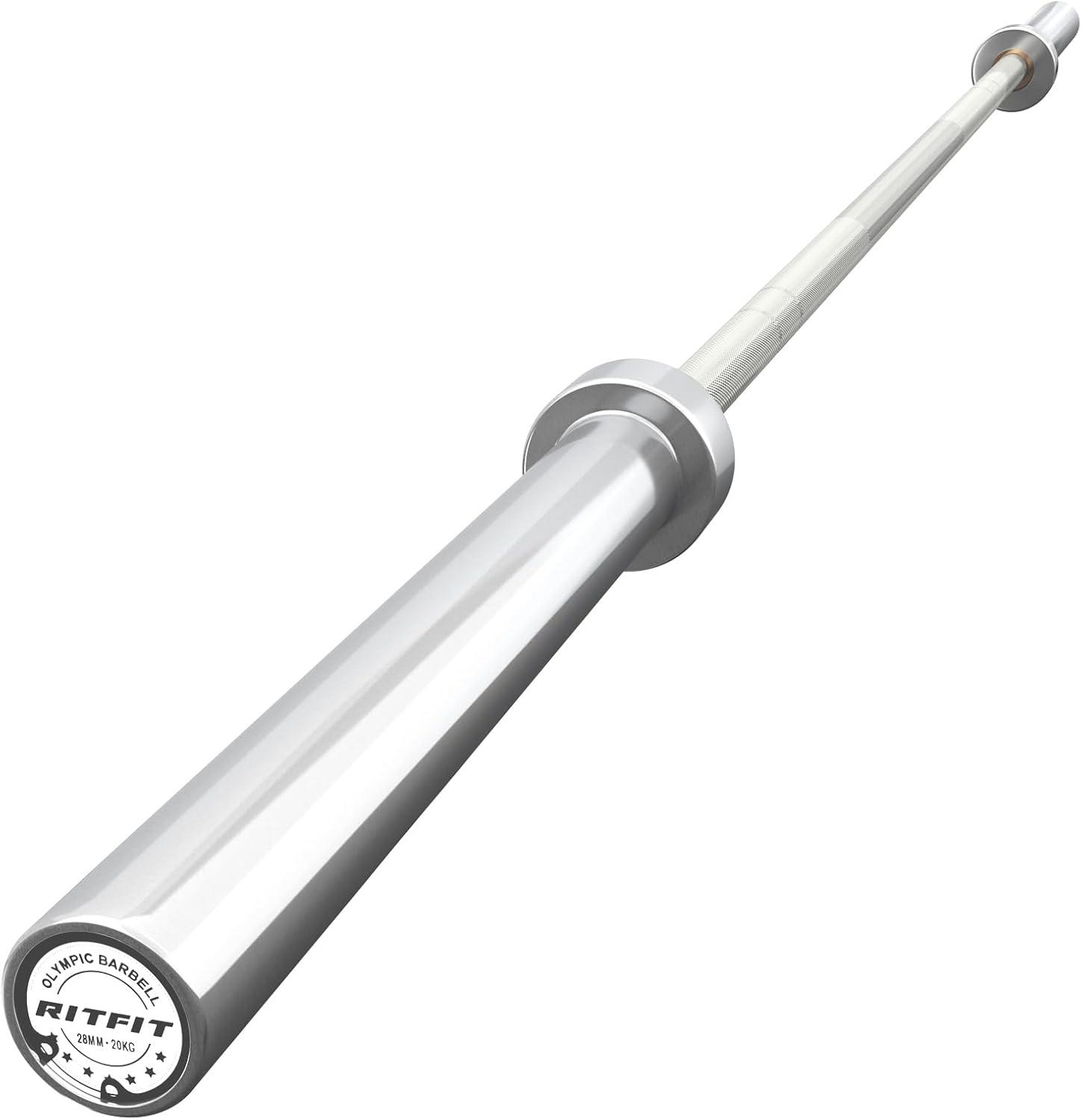 imageRITFIT 7FT Olympic Barbell for Strength and Weightlifting Training 2 Inch Olympic Bar for Squat Deadlift Bench Press Curl Overhead Press 600lbs1000lbs1200lbs CapacitySliverWhite