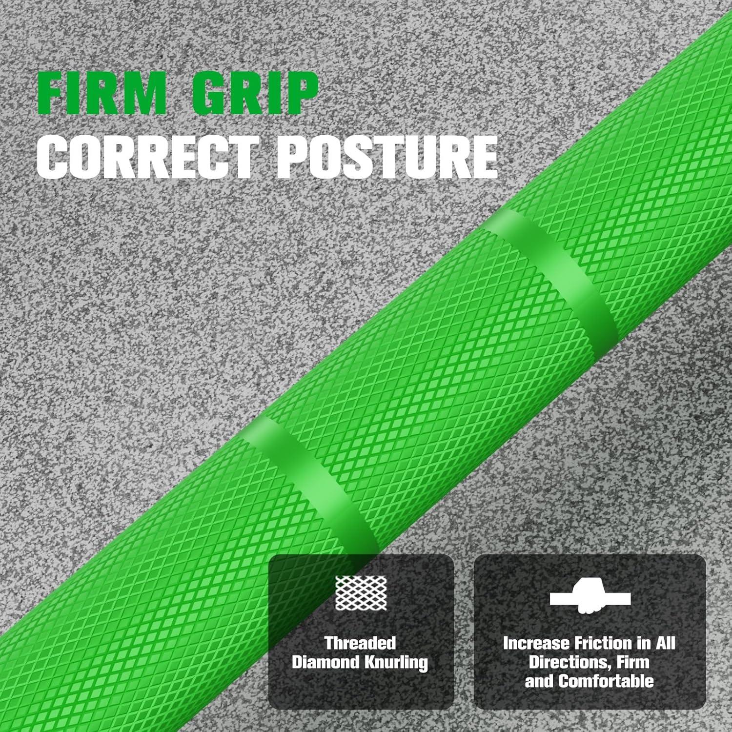 imageRITFIT 7FT Olympic Barbell for Strength and Weightlifting Training 2 Inch Olympic Bar for Squat Deadlift Bench Press Curl Overhead Press 600lbs1000lbs1200lbs CapacitySliverGreen