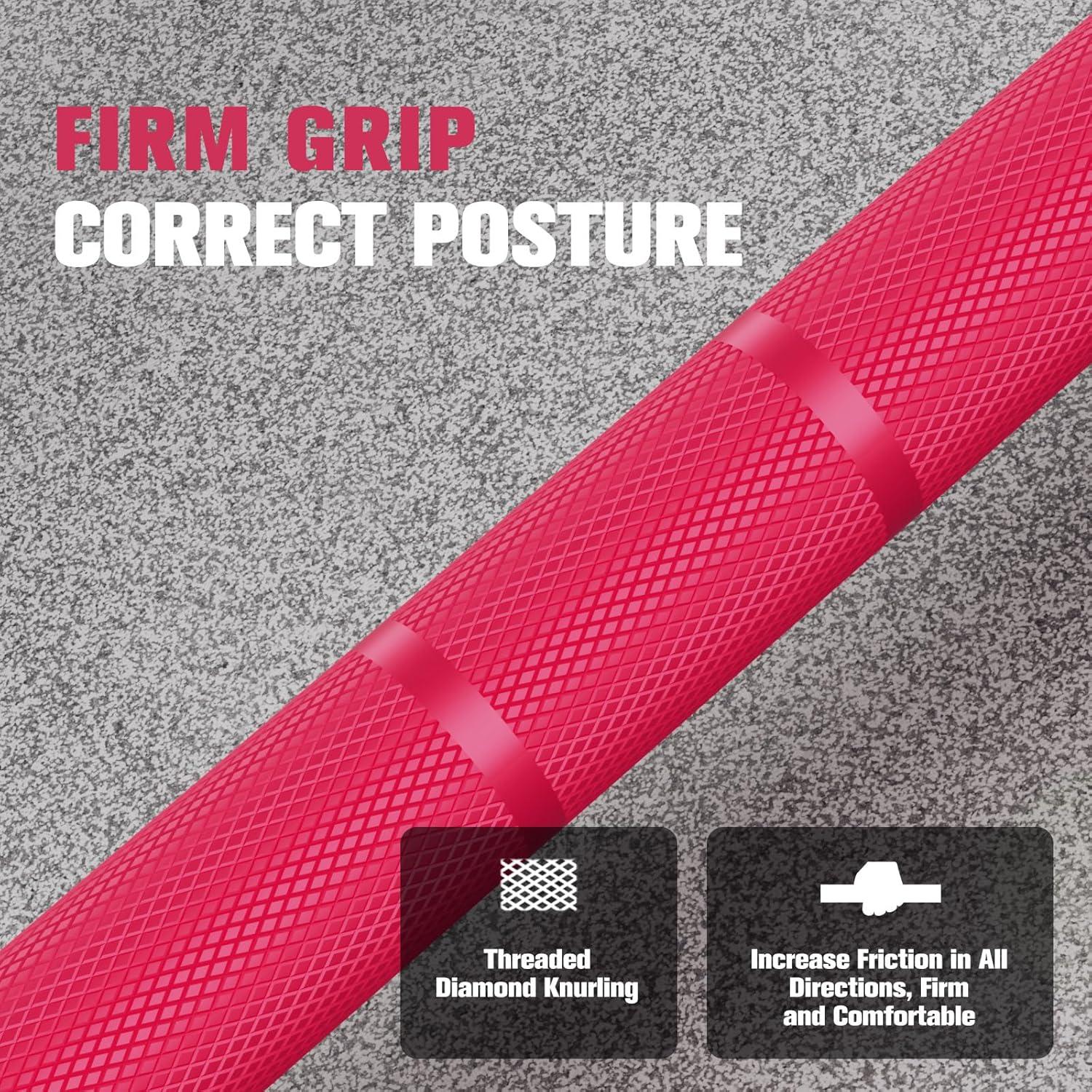 imageRITFIT 7FT Olympic Barbell for Strength and Weightlifting Training 2 Inch Olympic Bar for Squat Deadlift Bench Press Curl Overhead Press 600lbs1000lbs1200lbs CapacitySliverPink