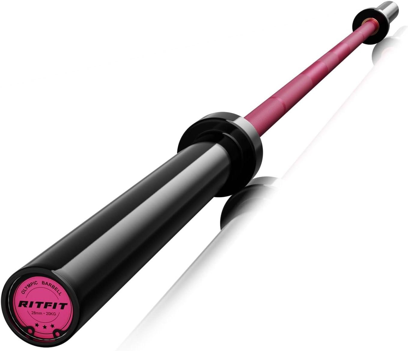 imageRITFIT 7FT Olympic Barbell for Strength and Weightlifting Training 2 Inch Olympic Bar for Squat Deadlift Bench Press Curl Overhead Press 600lbs1000lbs1200lbs CapacityPink