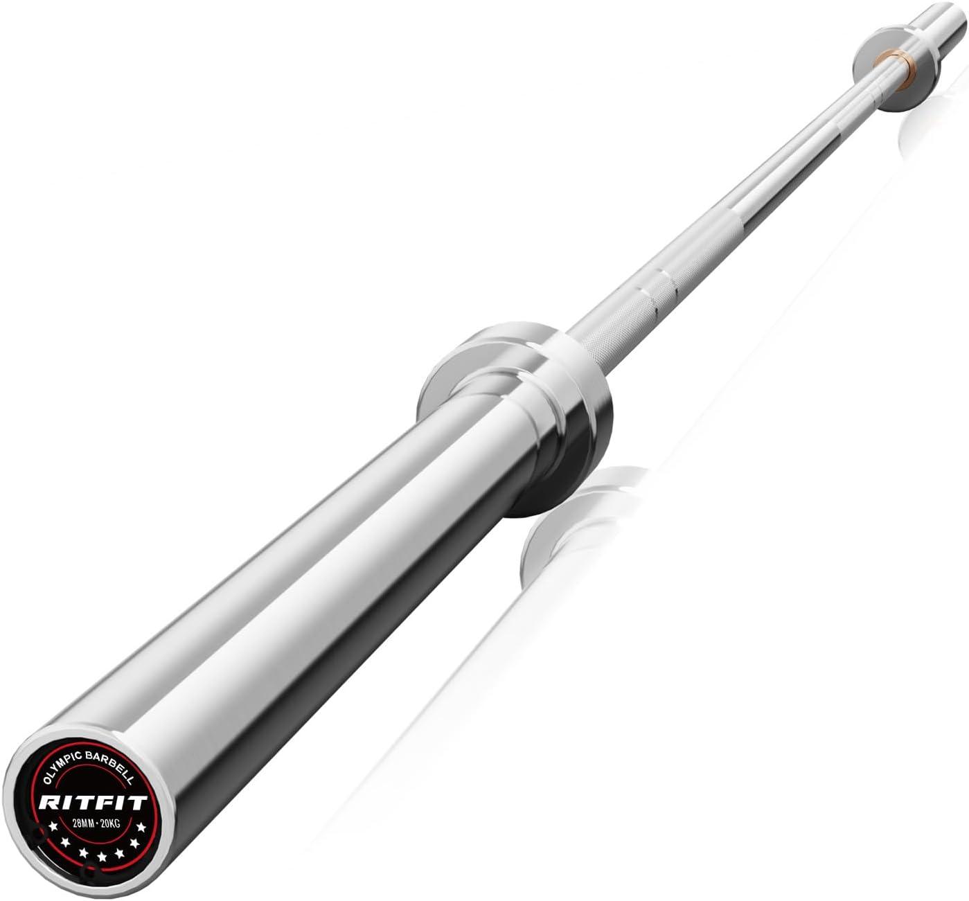 imageRITFIT 7FT Olympic Barbell for Strength and Weightlifting Training 2 Inch Olympic Bar for Squat Deadlift Bench Press Curl Overhead Press 600lbs1000lbs1200lbs CapacitySilver