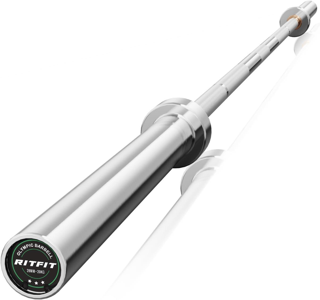 imageRITFIT 7FT Olympic Barbell for Strength and Weightlifting Training 2 Inch Olympic Bar for Squat Deadlift Bench Press Curl Overhead Press 600lbs1000lbs1200lbs CapacitySilver