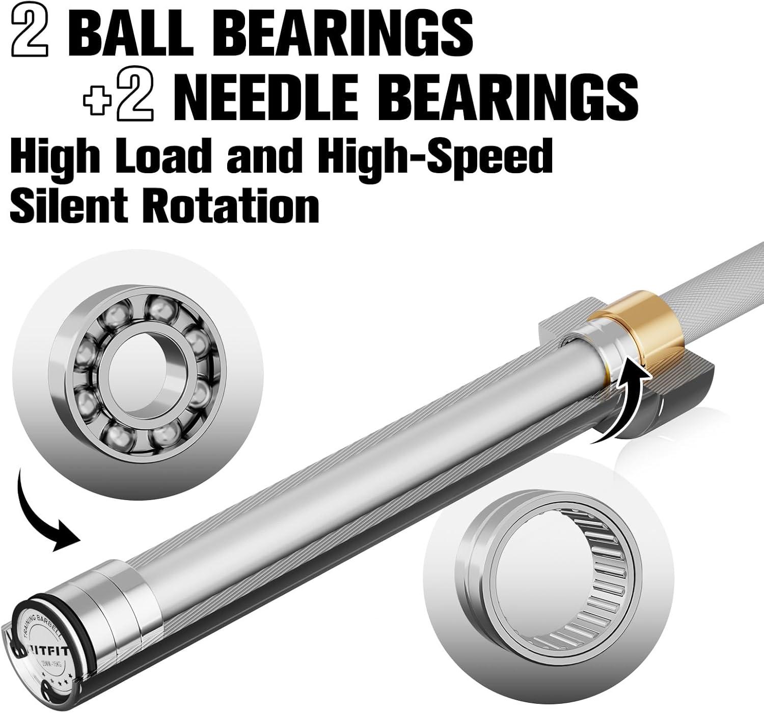 imageRITFIT 7FT Olympic Barbell for Strength and Weightlifting Training 2 Inch Olympic Bar for Squat Deadlift Bench Press Curl Overhead Press 600lbs1000lbs1200lbs CapacitySliverWhite