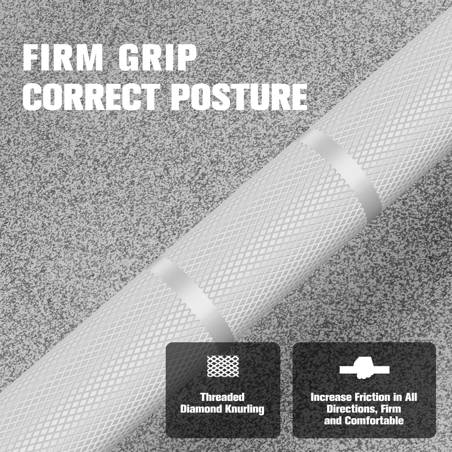 imageRITFIT 7FT Olympic Barbell for Strength and Weightlifting Training 2 Inch Olympic Bar for Squat Deadlift Bench Press Curl Overhead Press 600lbs1000lbs1200lbs CapacitySliverWhite